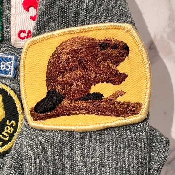 Vintage Kids 80's Boy Scouts Of Canada Official Cub Jersey With Patches Calgary - Picture 6 of 8